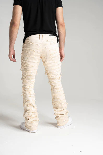 TAKER STACKED JEANS- B2082 - BONE