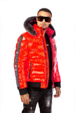 GEORGE V PUFFER JACKET W/ REAL FUR - GV9472 - RED