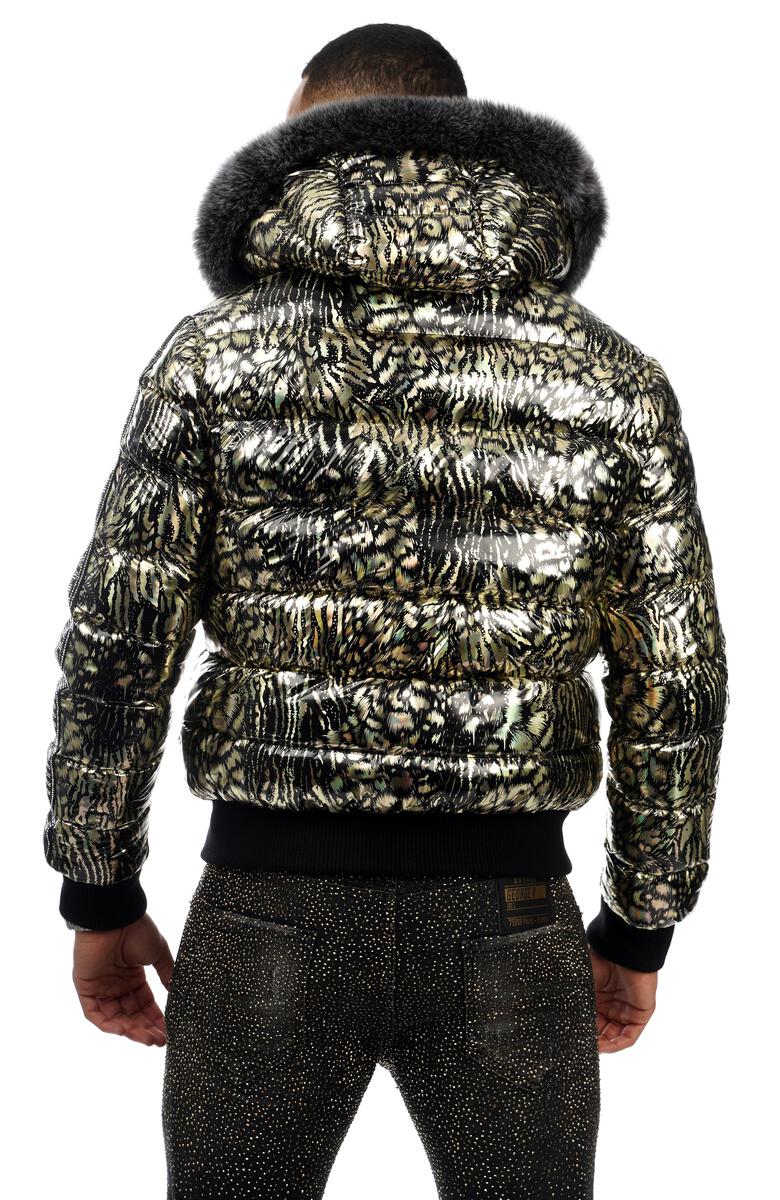 GEORGE V PUFFER JACKET W/ REAL FUR - GV9472 - GOLD