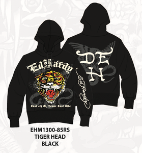 ED HARDY TIGER HEAD HOODIE - EHM1300-85RS - BLACK