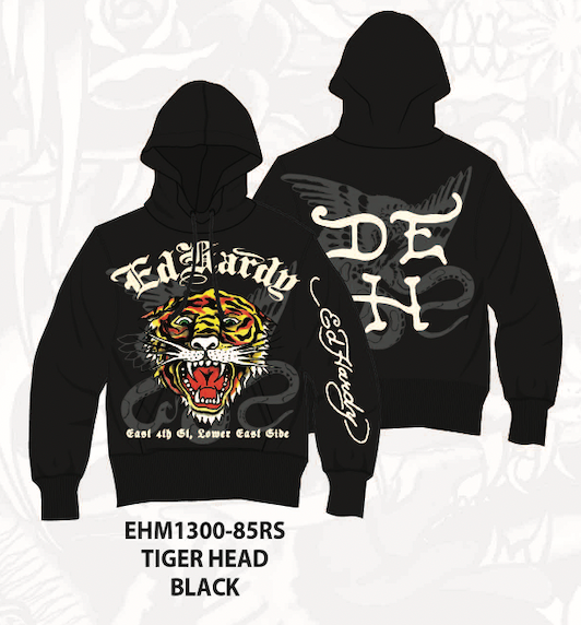 ED HARDY TIGER HEAD HOODIE - EHM1300-85RS - BLACK