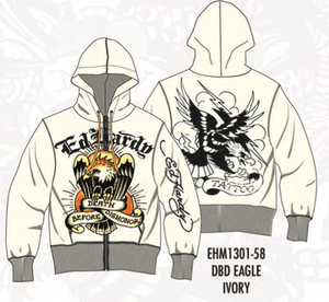 ED HARDY EAGLE ZIP-UP HOODIE - EHM1301-58 - CREAM