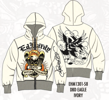 ED HARDY EAGLE ZIP-UP HOODIE - EHM1301-58 - CREAM