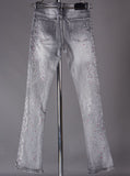 N.M.ENYC FLORAL RHINSTONE JEANS - NME25 - GREY/PINK