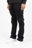 REBEL MIND SOLID CARGO STACK FLEECE PANTS - 100-474 - BLACK