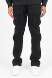 REBEL MIND SOLID CARGO STACK FLEECE PANTS - 100-474 - BLACK