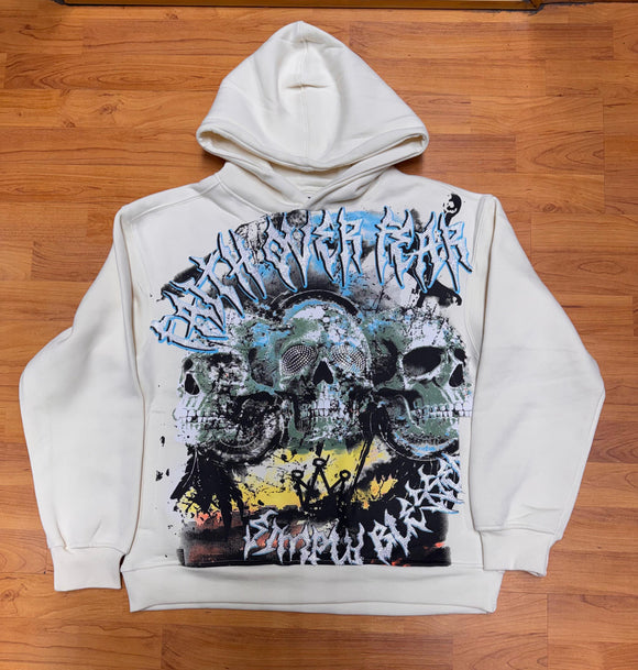 PJ MARK RHINESTONE GRAPHIC HOODIE - F2572 - OATMEAL