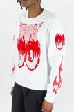 REBEL MINDS FLAME SKULL ACID L/S TEE - 152-215 - WHI/RED