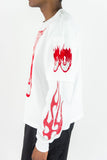 REBEL MINDS FLAME SKULL ACID L/S TEE - 152-215 - WHI/RED