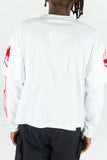 REBEL MINDS FLAME SKULL ACID L/S TEE - 152-215 - WHI/RED