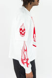 REBEL MINDS FLAME SKULL ACID L/S TEE - 152-215 - WHI/RED