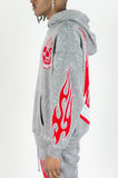 REBEL MINDS FLAME SKULL ACID HOODIE SET - 152-315SET - WASH GREY