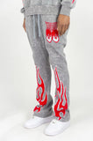 REBEL MINDS FLAME SKULL ACID HOODIE SET - 152-315SET - WASH GREY