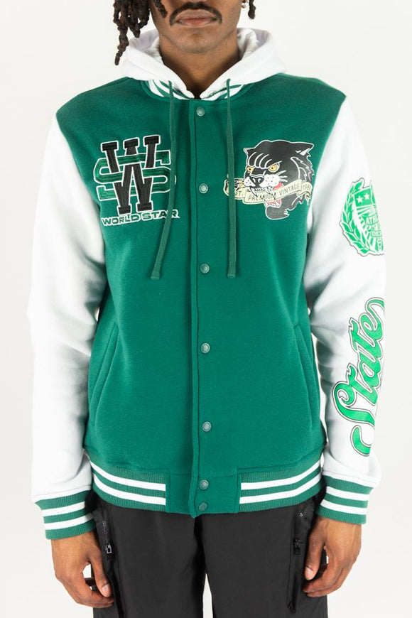 REBEL MINDS PANTHERS FLEECE JACKET - 152-502 - GREEN