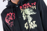 REBEL MINDS BORN TO DESTROY FLEECE JACKET - 152-535 - BLACK