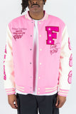 REBEL MIND LIVE & LOVE VARSITY JACKET - 152-560 - PINK