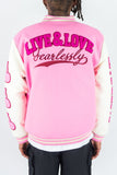 REBEL MIND LIVE & LOVE VARSITY JACKET - 152-560 - PINK