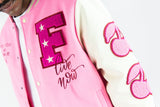 REBEL MIND LIVE & LOVE VARSITY JACKET - 152-560 - PINK