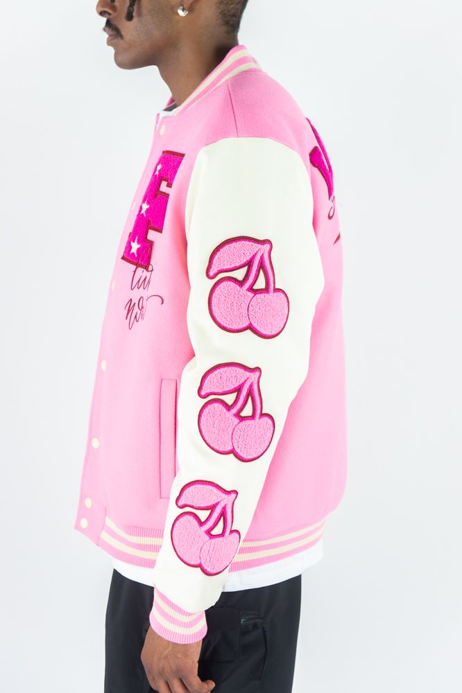 REBEL MIND LIVE & LOVE VARSITY JACKET - 152-560 - PINK – King City