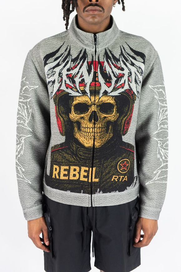 REBEL MINDS R.STONE SKULL TAPESTRY LT.JACKET - 152-550 - GREY