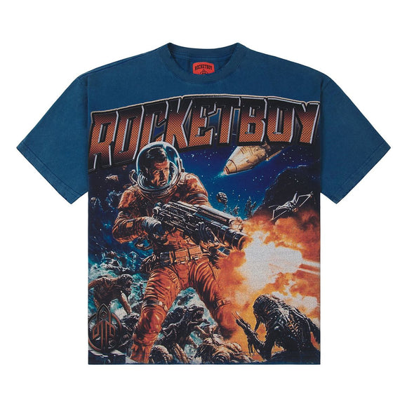 ROCKETBOY MEGA BLAST TEE - TEAL BLUE