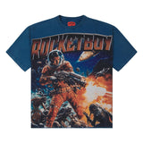ROCKETBOY MEGA BLAST TEE - TEAL BLUE