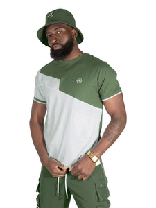 (B&T) MAKOBI LOMBARDI TEE - M347- DARK OLIVE/WHITE