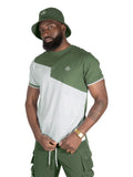 (B&T) MAKOBI LOMBARDI TEE - M347- DARK OLIVE/WHITE