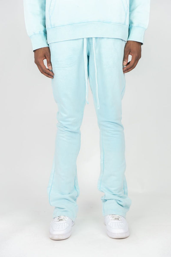 RINGSPUN ACID WASHED FLEECE STACKED PANTS - 351-401 - LIGHT BLUE
