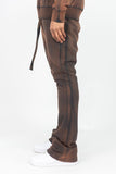 RINGSPUN ACID WASHED FLEECE STACKED PANTS - 351-401 - RUST