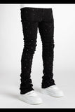 VICIOUS DENIM RHINESTONE STACKED PANT - VC510 - BLACK