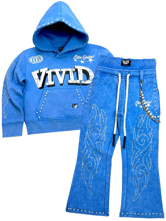 KIDS ELITE VIVID PREMIUM HEAVY GSM FLEECE SET - 4318JR - BABY BLUE