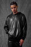 SEE YOU IN PARADISE VEGAN LEATHER HOODIE - 8560H - BLACK