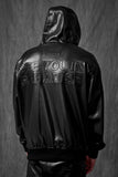 SEE YOU IN PARADISE VEGAN LEATHER HOODIE - 8560H - BLACK