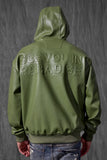 SEE YOU IN PARADISE VEGAN LEATHER HOODIE - 8560H - SAGE