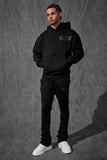 SEE YOU IN PARADISE HOODIE &STACKED FLEECE SET - 9111SET - BLACK