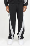 REBEL MINDS STRIPE NYLON PANTS - A00-14405 - BLACK