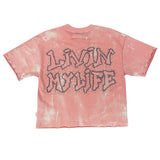 BKYS "LIVIN"  F-TERRY CROPPED T-SHIRT - T1440 - WASHED PINK