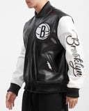 PRO STA BROOKLYN NETS CITY SIGNATURE M LEATHER VARSITY JACKET -BBN6515771 - BLACK