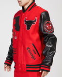 PRO STA CHICAGO BULLS SMU RIB PYTHON VARSITY JACKET - BCB6515639 - RED