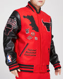PRO STA CHICAGO BULLS SMU RIB PYTHON VARSITY JACKET - BCB6515639 - RED