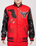 PRO STA CHICAGO BULLS SMU RIB PYTHON VARSITY JACKET - BCB6515639 - RED