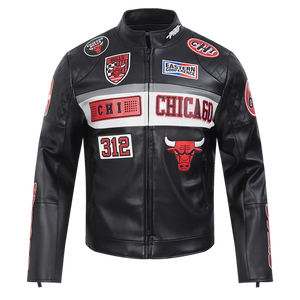 PRO STANDARD CHICAGO BULLS MOTO JACKET - BCB6516947 - BLK/WHI
