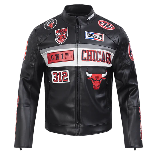 PRO STANDARD CHICAGO BULLS MOTO JACKET - BCB6516947 - BLK/WHI