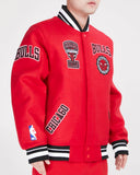 PRO STANDRD CHICAGO BULLS CREST EMBLEM RIB WOOL VARSITY JACKET - BCB658986 - RED