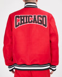 PRO STANDRD CHICAGO BULLS CREST EMBLEM RIB WOOL VARSITY JACKET - BCB658986 - RED