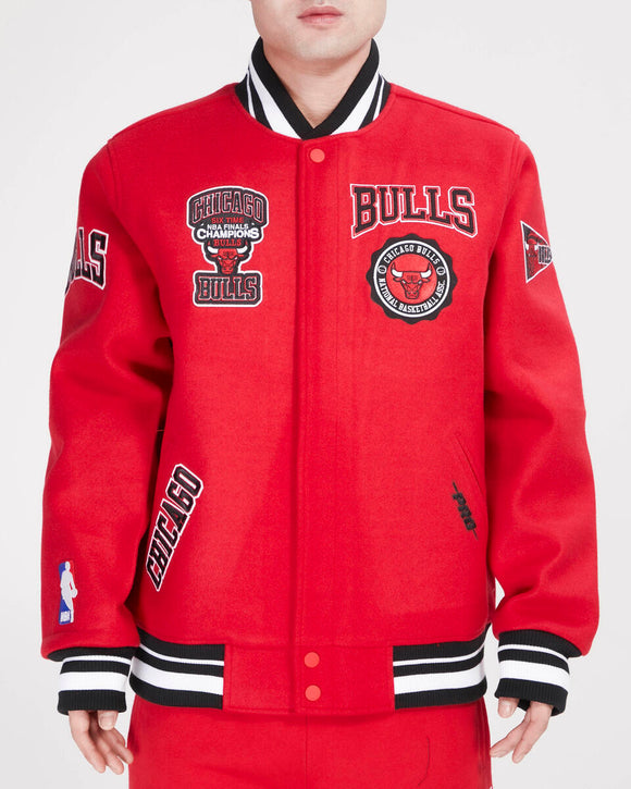 PRO STANDRD CHICAGO BULLS CREST EMBLEM RIB WOOL VARSITY JACKET - BCB658986 - RED