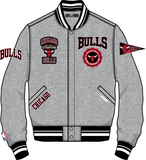 PRO STANDRD CHICAGO BULLS CREST EMBLEM RIB WOOL VARSITY JACKET - BCB658986 - GRY