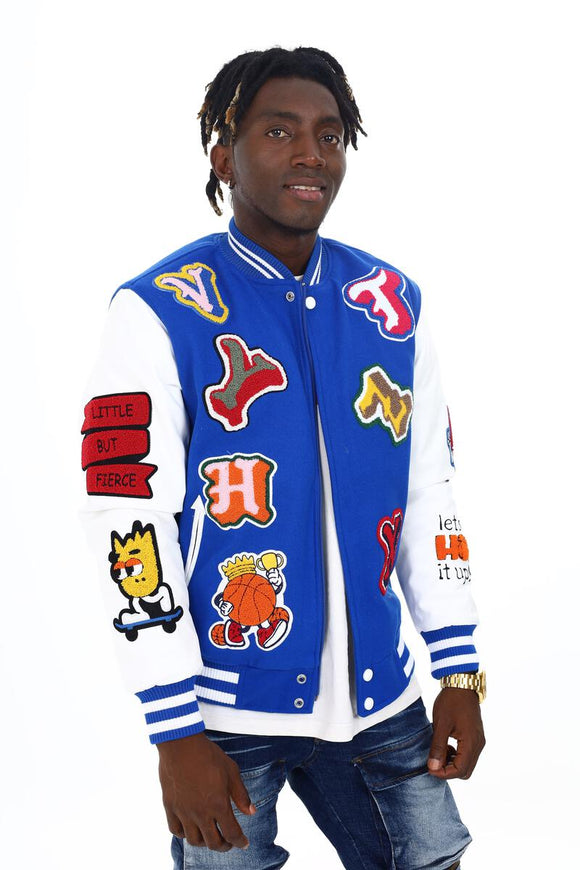 BLACK PHARAOH VARSITY JACKET - BH-001-ROYAL BLUE