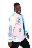 BLACK PHARAOH VARSITY JACKET - BH-002 - TERQ/PINK